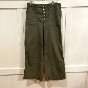Green Khaki Wide Leg Pants High Rise size 10/30